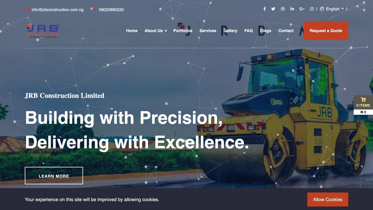 JRB Construction homepage