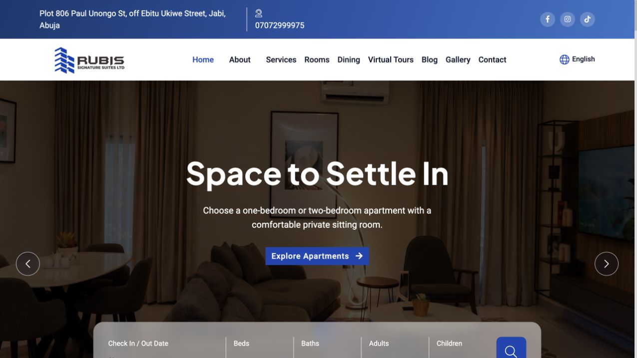Rubis Signature Suites homepage